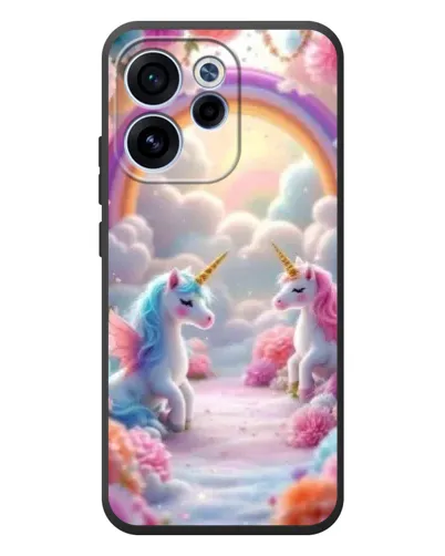 Чехол для OPPO Reno 15 F с картинкой «Радуга и единороги»