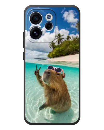 Чехол для OPPO Reno 15 FS с картинкой «Капибара на море»