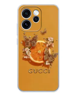 Чехол для OPPO Reno 15 Pro с картинкой «Gucci — золотые бабочки»