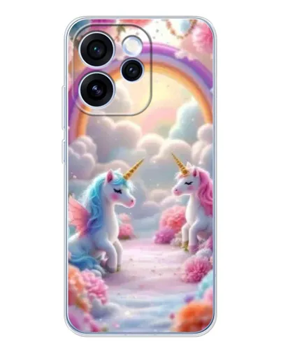 Чехол для OPPO Reno 15 Pro с картинкой «Радуга и единороги»