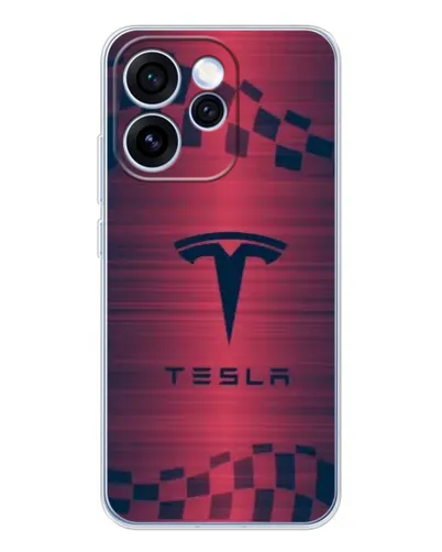 Чехол для OPPO Reno 15 Pro с картинкой «Тесла красный карбон» Чехол для OPPO Reno 15 Pro с картинкой «Тесла красный карбон»