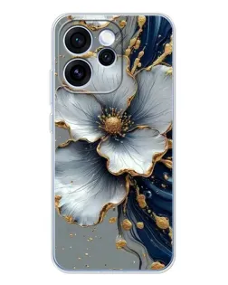 Чехол для OPPO Reno 15 Pro с картинкой «Белый цветок и золотой флюид»
