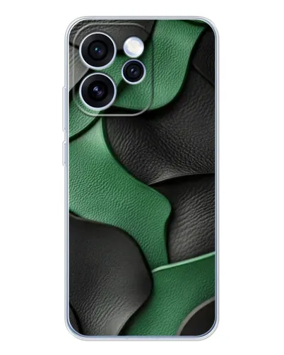 Чехол для OPPO Reno 15 Pro с картинкой «Зеленые кожаные волны» Чехол для OPPO Reno 15 Pro с картинкой «Зеленые кожаные волны»