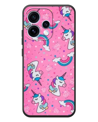 Чехол для OPPO Reno 15 с картинкой «Unicorn паттерн розовый»