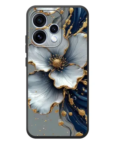 Чехол для OPPO Reno 15 с картинкой «Белый цветок и золотой флюид» Чехол для OPPO Reno 15 с картинкой «Белый цветок и золотой флюид»