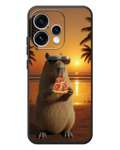 Чехол для OPPO Reno 15 с картинкой «Капибара с пиццей»