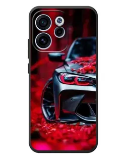 Чехол для OPPO Reno 15F с картинкой «Спортивная BMW и цветы»