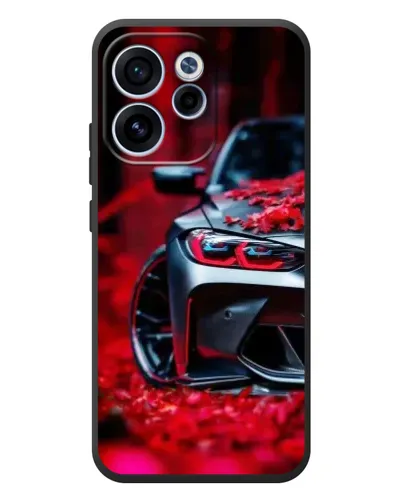 Чехол для OPPO Reno 15F с картинкой «Спортивная BMW и цветы»