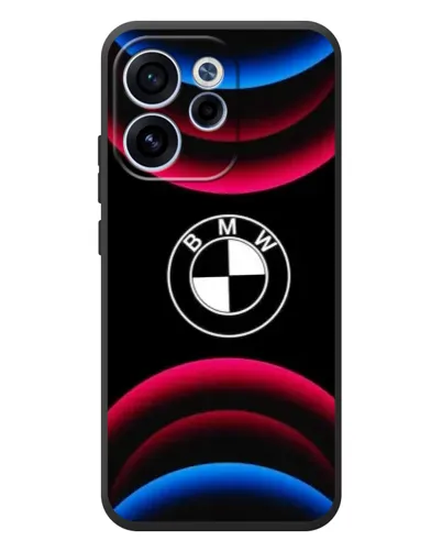 Чехол для OPPO Reno 15F с картинкой «Логотип BMW и неоновые дуги»