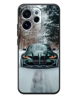 Чехол для OPPO Reno 15F с картинкой «BMW в зимнем лесу»