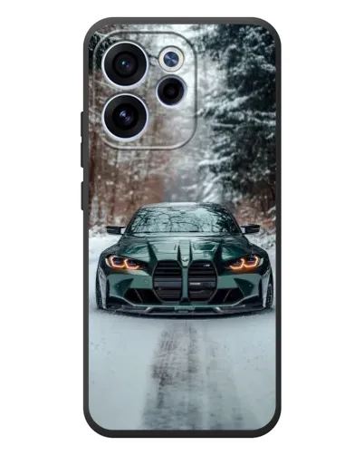 Чехол для OPPO Reno 15F с картинкой «BMW в зимнем лесу»