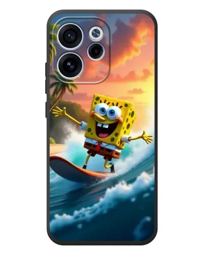 Чехол для OPPO Reno 15F с картинкой «Губка Боб серфингист»