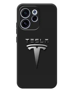 Чехол для OPPO Reno 15F с картинкой «Стальной логотип Tesla»