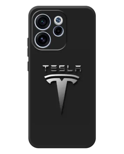 Чехол для OPPO Reno 15F с картинкой «Стальной логотип Tesla»