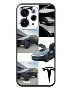 Чехол для OPPO Reno 15F с картинкой «Коллаж Cybertruck Tesla»