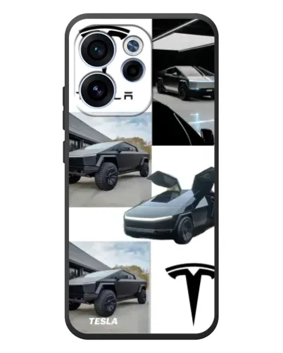 Чехол для OPPO Reno 15F с картинкой «Коллаж Cybertruck Tesla»