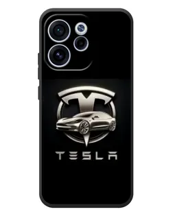 Чехол для OPPO Reno 15F с картинкой «Tesla — серебристое авто»