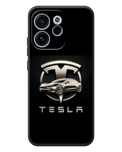 Чехол для OPPO Reno 15F с картинкой «Tesla — серебристое авто»