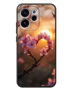 Чехол для OPPO Reno 15F с картинкой «Розовый цвет сердце на фоне заката»