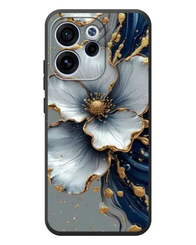 Чехол для OPPO Reno 15F с картинкой «Белый цветок и золотой флюид» Чехол для OPPO Reno 15F с картинкой «Белый цветок и золотой флюид»