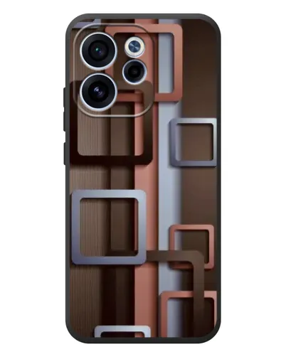 Чехол для OPPO Reno 15F с картинкой «Коричневые объемные квадраты»
