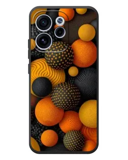 Чехол для OPPO Reno 15F с картинкой «Объемные оранжевые сферы»
