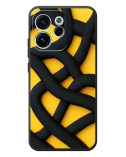 Чехол для OPPO Reno 15F с картинкой «Черное желтое переплетение»
