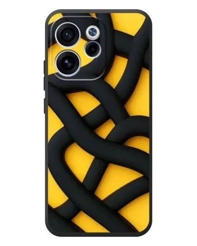 Чехол для OPPO Reno 15F с картинкой «Черное желтое переплетение»