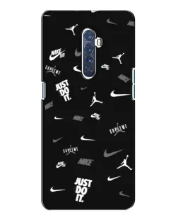 Чехол для OPPO Reno 2 с картинкой «Nike Black Pattern»