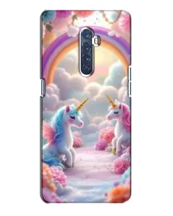 Чехол для OPPO Reno 2 с картинкой «Радуга и единороги»