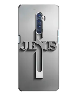 Чохол для OPPO Reno 2 з картинкою «Металевий хрест Jesus»