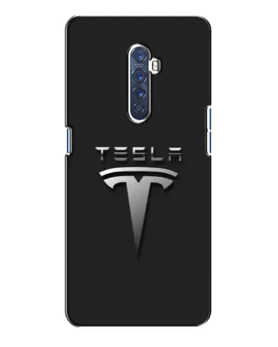 Чохол для OPPO Reno 2 з картинкою «Сталевий логотип Tesla»