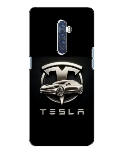 Чохол для OPPO Reno 2 з картинкою «Tesla — срібне авто»
