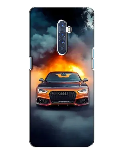 Чехол для OPPO Reno 2 с картинкой «Audi в огненном дыму»