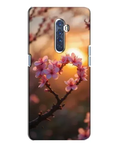 Чехол для OPPO Reno 2 с картинкой «Розовый цвет сердце на фоне заката»