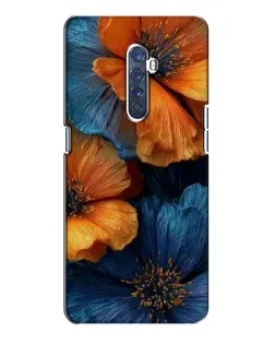 Чохол для OPPO Reno 2 з картинкою «Яскрава синьо-помаранчева флора»