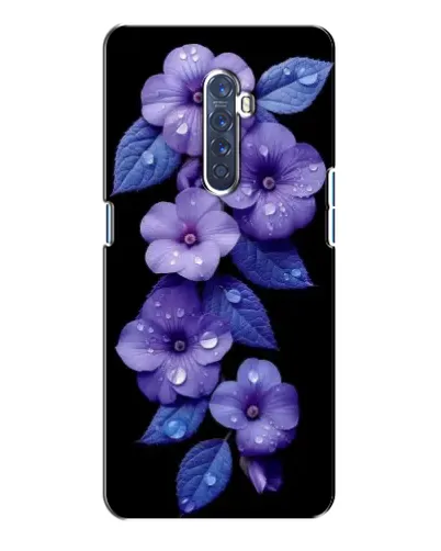 Чехол для OPPO Reno 2 с картинкой «Фиолетовые цветы с росою»