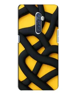 Чехол для OPPO Reno 2 с картинкой «Черное желтое переплетение»