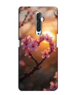 Чехол для OPPO Reno 2Z с картинкой «Розовый цвет сердце на фоне заката»