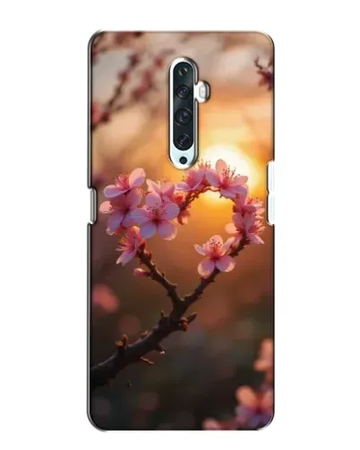 Чехол для OPPO Reno 2Z с картинкой «Розовый цвет сердце на фоне заката»