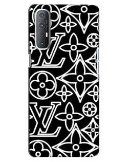 Чехол для OPPO Reno 3 Pro с картинкой «Черно-белый узор LV»