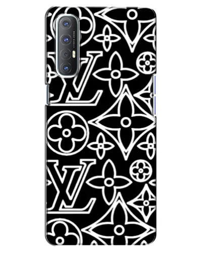 Чехол для OPPO Reno 3 Pro с картинкой «Черно-белый узор LV»