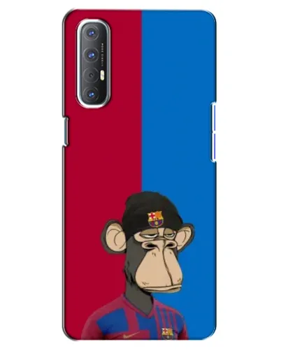 Чехол для OPPO Reno 3 Pro с картинкой «Bored Ape — фанат Барсы»