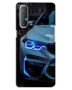 Чехол для OPPO Reno 3 Pro с картинкой «Взгляд BMW с синими фарами»