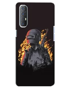 Чехол для OPPO Reno 3 Pro с картинкой «PUBG — огненный силуэт»
