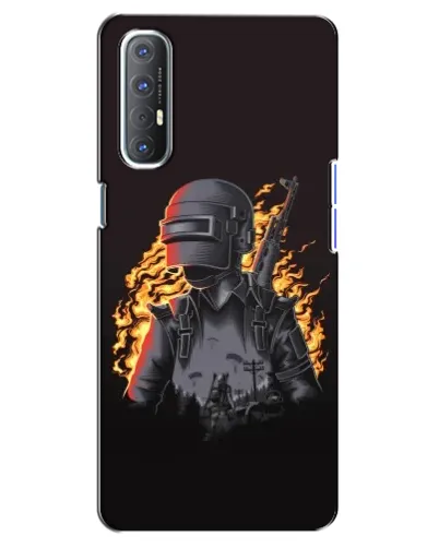 Чехол для OPPO Reno 3 Pro с картинкой «PUBG — огненный силуэт»