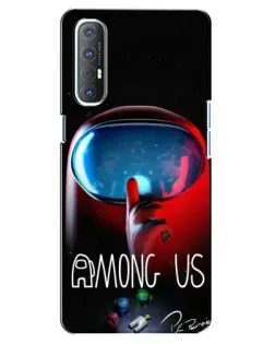 Чехол для OPPO Reno 3 Pro с картинкой «Красный импостер — макро»