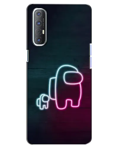 Чехол для OPPO Reno 3 Pro с картинкой «Among Us неон-арт»