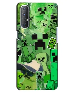 Чехол для OPPO Reno 3 Pro с картинкой «Криперы Minecraft»