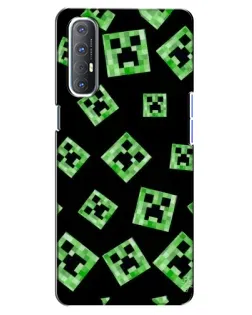 Чехол для OPPO Reno 3 Pro с картинкой «Паттерн с криперами»
